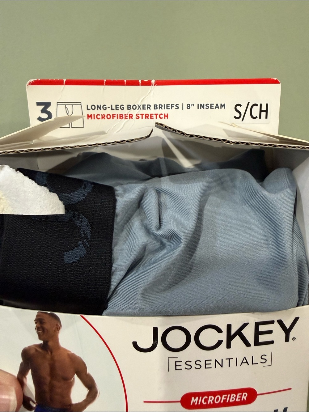 Jockey Essentials Light Blue and Black Boxer Briefs (3 Pack)